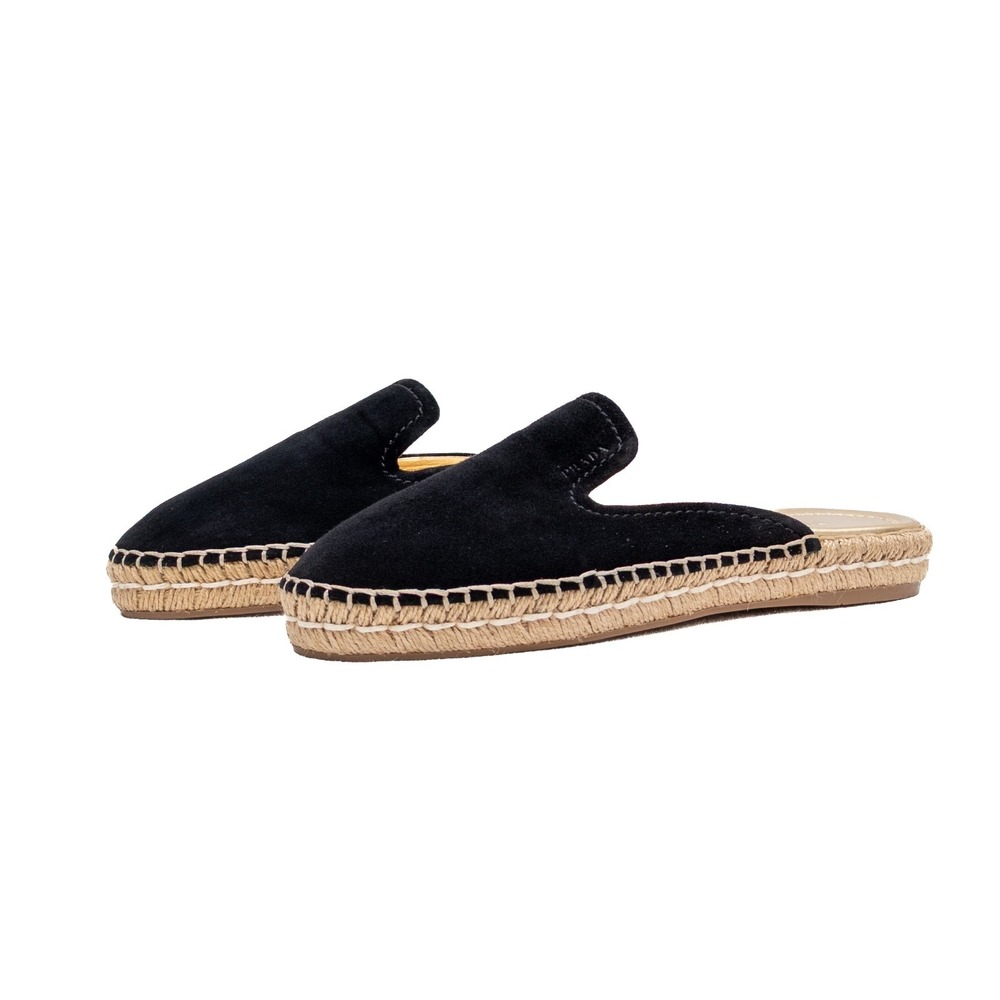 Prada Black Suede Espadrille Mule